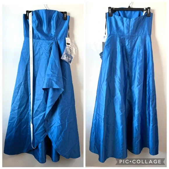 Alfred Sung D832 Strapless Satin Twill‎ Gown Classic Blue 10 - Picture 3 of 8
